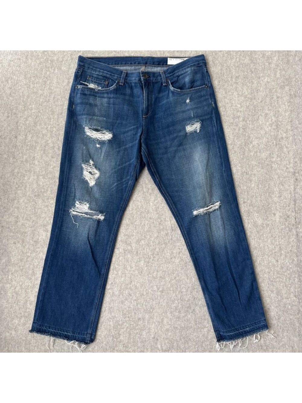 Rag & Bone Ex Boyfriend Jeans Womens 31 Doris Wash Distressed Raw Hem